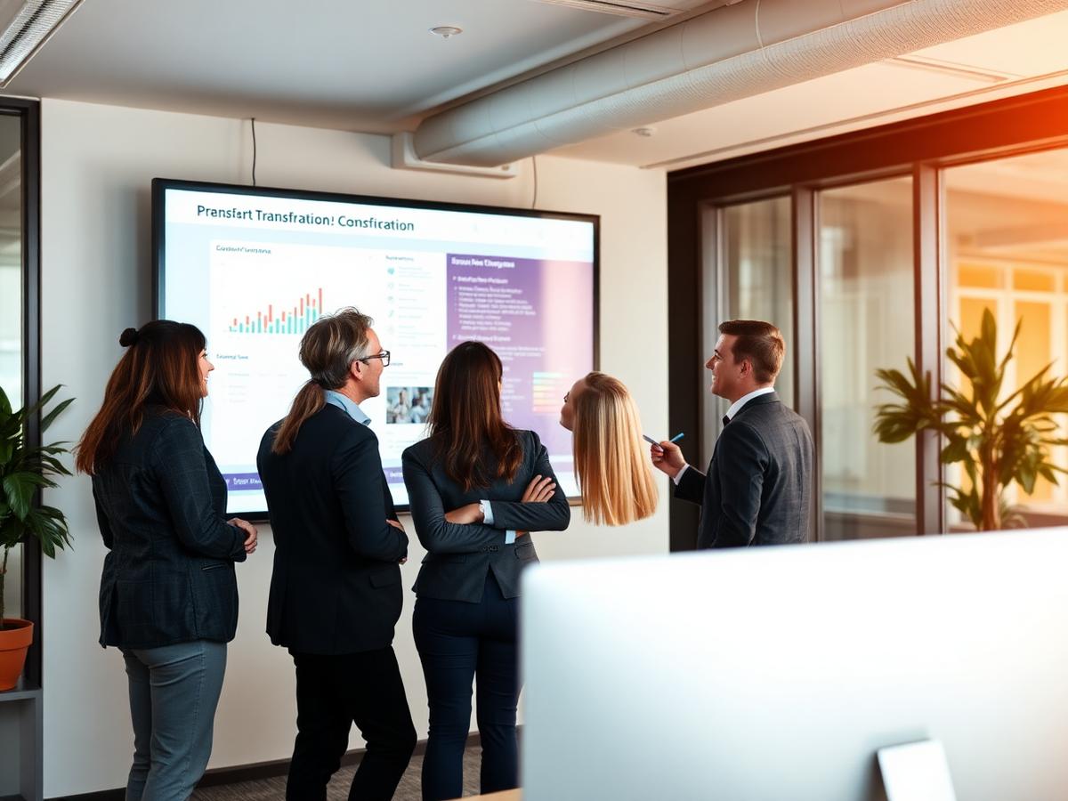 Cargolane leadership team reviewing delivery performance results